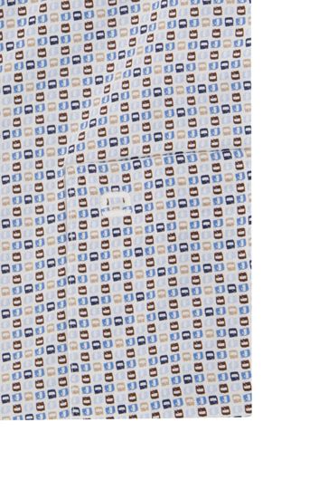 casual overhemd Olymp Luxor Comfort Fit blauw geprint katoen wijde fit 