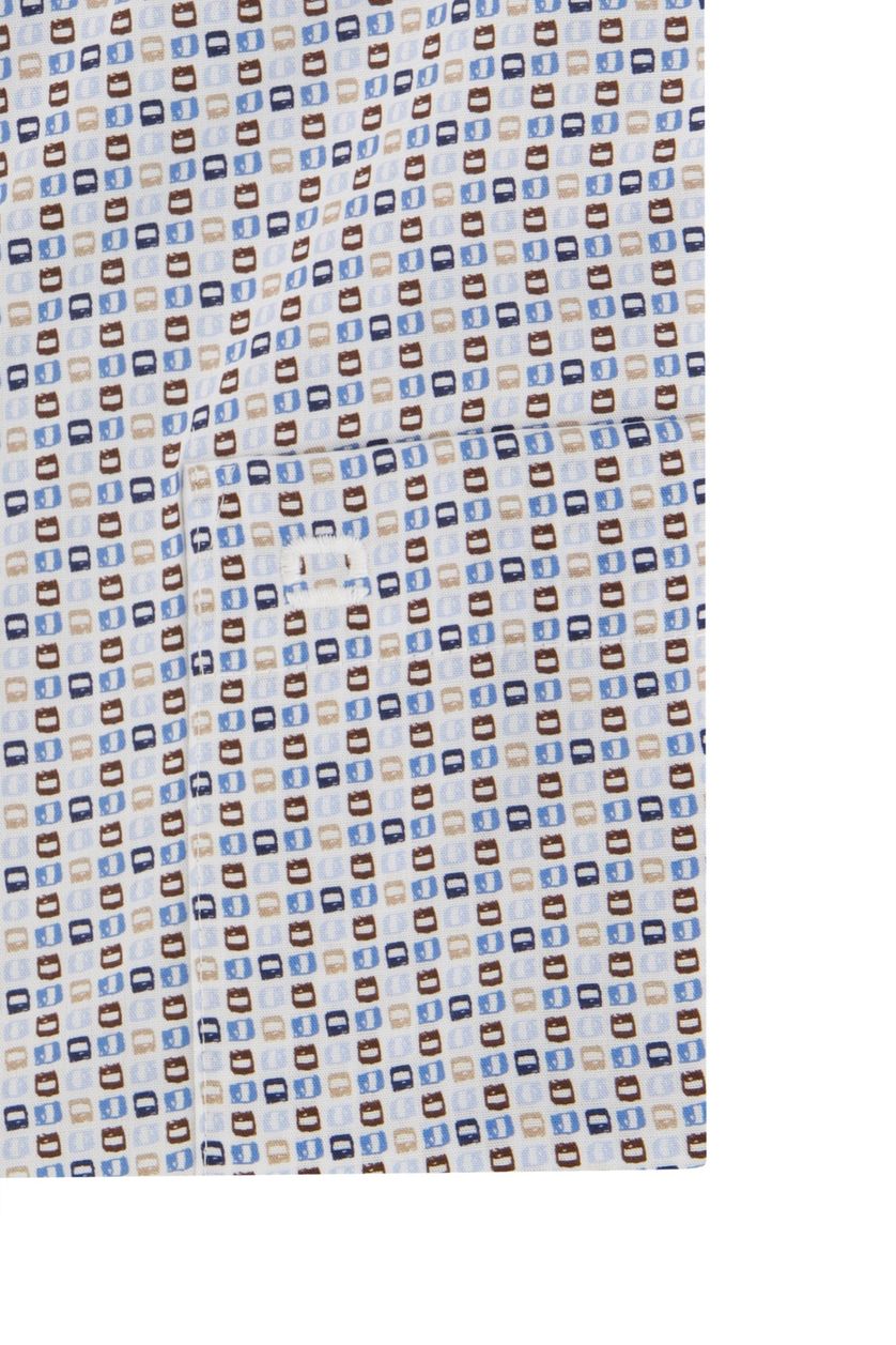 Olymp casual overhemd Luxor Comfort Fit blauw printje katoen wijde fit