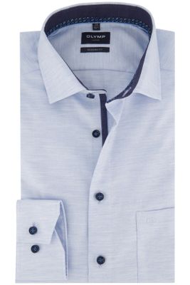 Olymp Olymp casual overhemd mouwlengte 7 Luxor Modern Fit lichtblauw effen katoen normale fit met borstzak