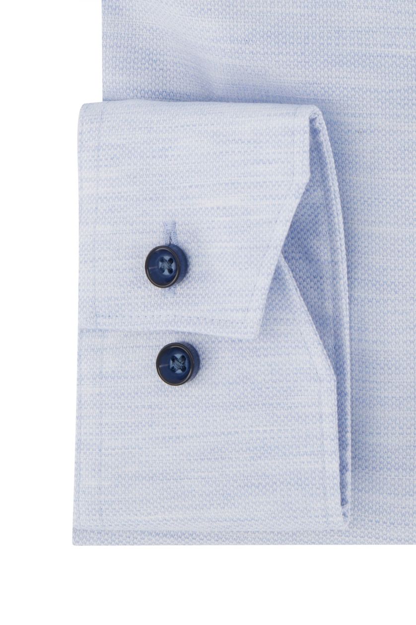 Olymp casual overhemd mouwlengte 7 Luxor Modern Fit lichtblauw effen katoen normale fit met borstzak