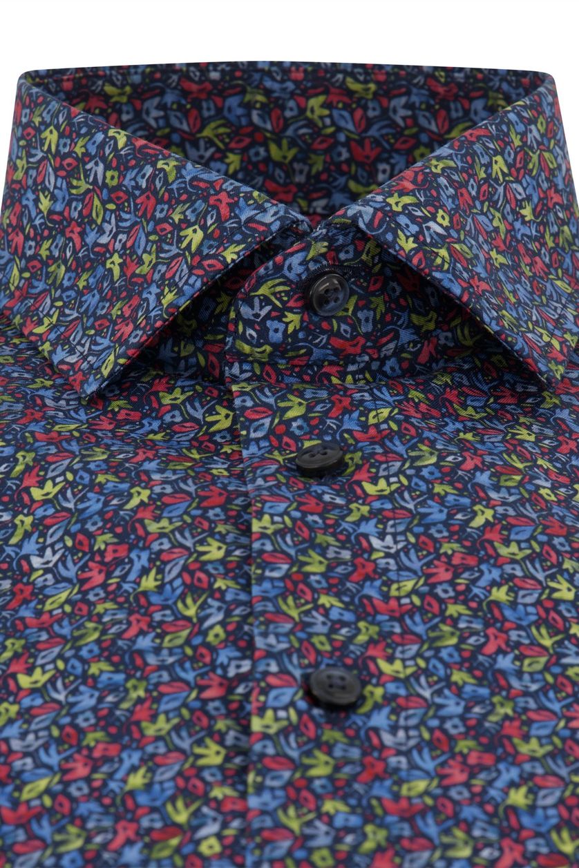 Olymp casual overhemd mouwlengte 7 Luxor Modern Fit meerkleurig geprint katoen extra slim fit