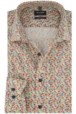 Olymp Olymp casual overhemd mouwlengte 7 Luxor Modern Fit blauw rood geprint katoen normale fit