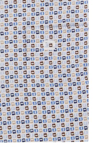casual overhemd mouwlengte 7 Olymp blauw geprint katoen normale fit 