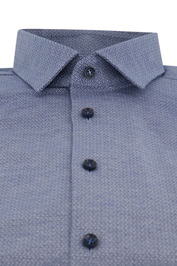 Olymp overhemd mouwlengte 7 Level Five extra slim fit blauw wit geprint katoen