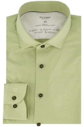 casual overhemd mouwlengte 7 Olymp Level Five groen geprint katoen extra slim fit 