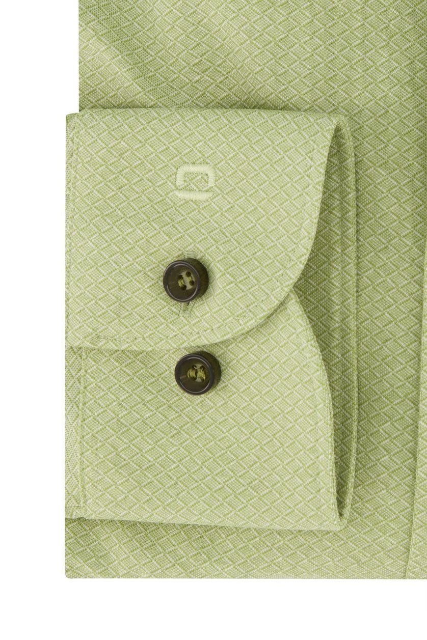 Olymp casual overhemd mouwlengte 7 Level Five groen met print katoen extra slim fit
