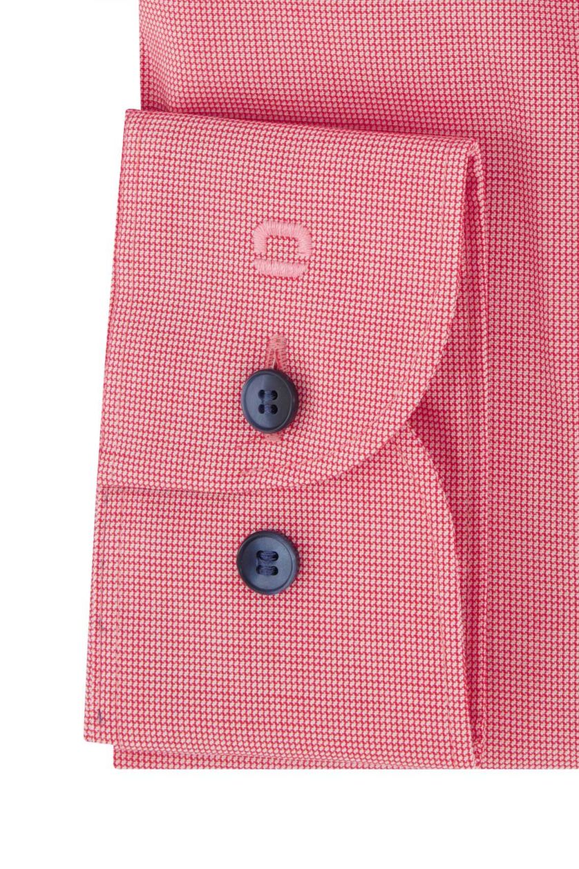 Olymp casual overhemd mouwlengte 7 Level Five rood geprint katoen slim fit wide spread boord