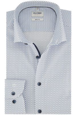 Olymp Olymp business overhemd Level Five wit geprint katoen extra slim fit contrast knopen
