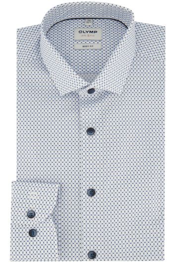 Olymp business overhemd Level Five extra slim fit blauw wit geprint katoen