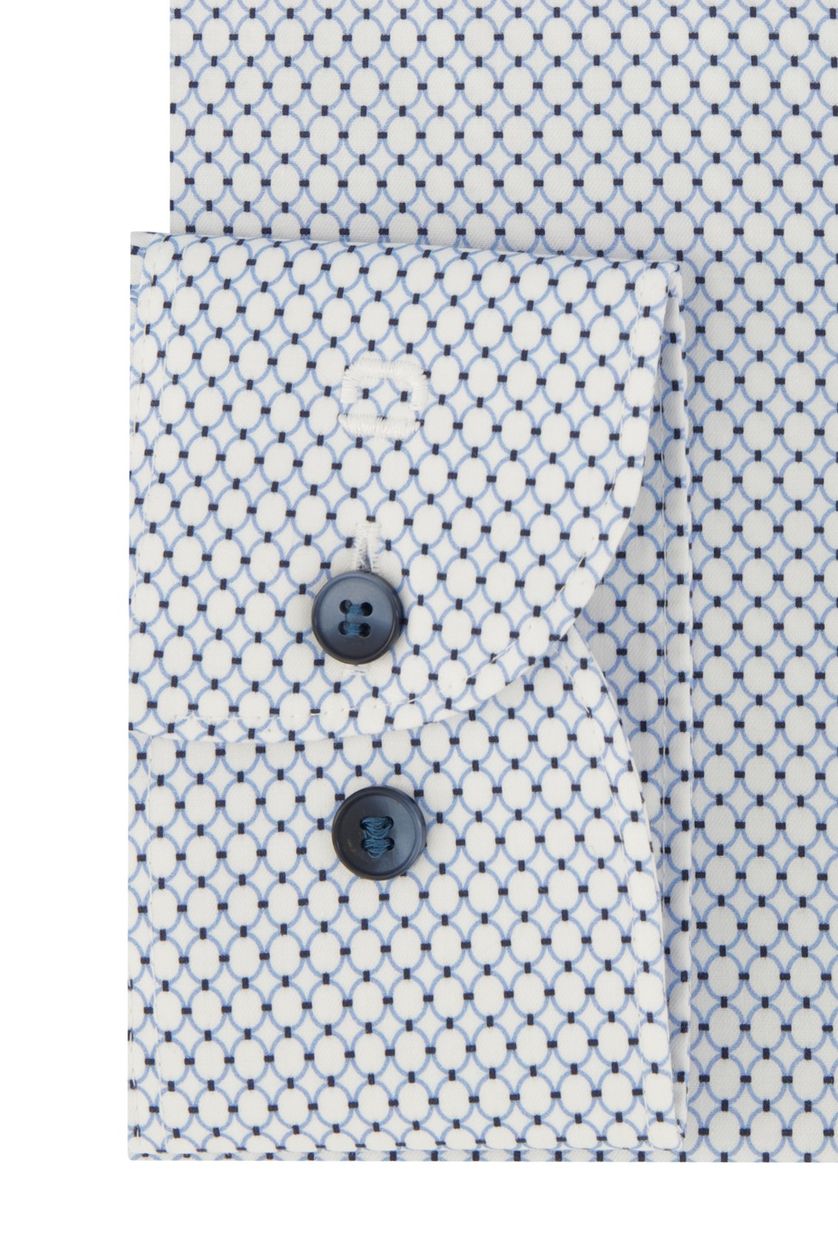 Olymp business overhemd Level Five wit geprint katoen extra slim fit contrast knopen