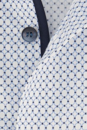 Olymp overhemd mouwlengte 7 lichtblauw wit geprint katoen