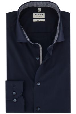 Olymp Olymp business overhemd Level Five donkerblauw effen extra slim fit zakelijk