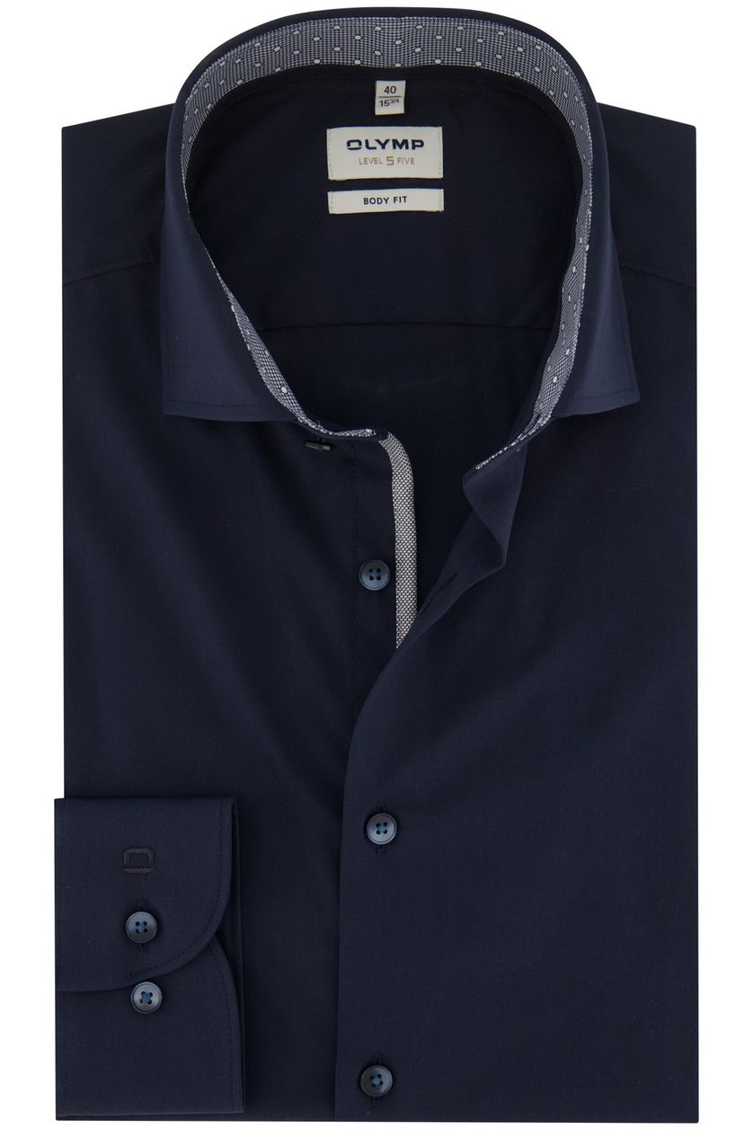 Olymp business overhemd Level Five donkerblauw effen extra slim fit zakelijk
