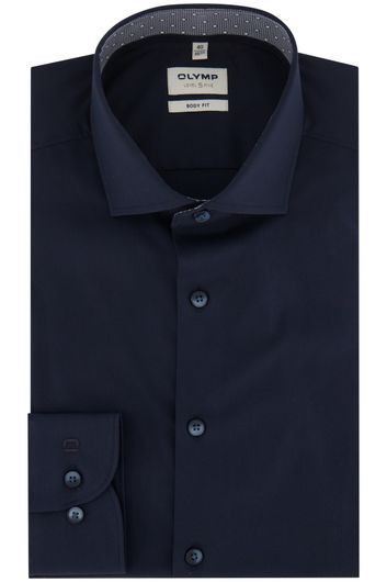 business overhemd Olymp Level Five donkerblauw effen katoen extra slim fit 