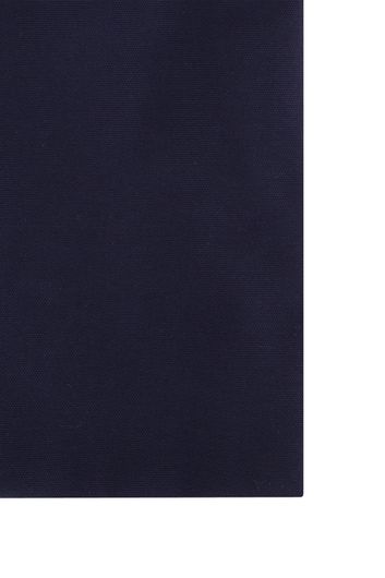 overhemd mouwlengte 7 Olymp No. 6 donkerblauw effen katoen super slim fit 