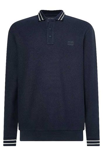 polo Tommy Hilfiger Big & Tall donkerblauw effen katoen normale fit