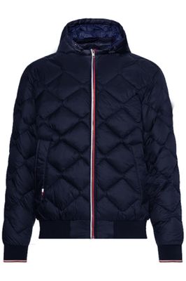 Tommy Hilfiger Tommy Hilfiger winterjas afneembare capuchon donkerblauw effen rits normale fit 