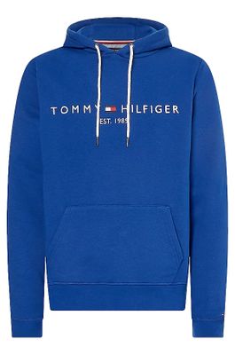 Tommy Hilfiger Tommy Hilfiger sweater hoodie blauw effen katoen buidel