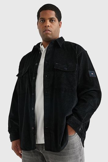Big & Tall overhemd Tommy Hilfiger donkerblauw effen katoen normale fit 