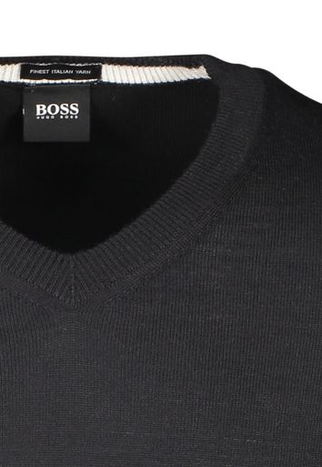 Hugo Boss trui v-hals zwart uni 100% merinowol