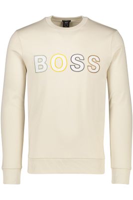 Hugo Boss Hugo Boss sweater beige geprint katoen met gekleurde logo
