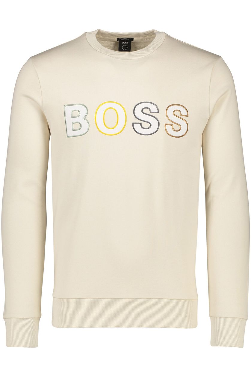 Hugo Boss sweater met gekleurde logo beige geprint katoen 