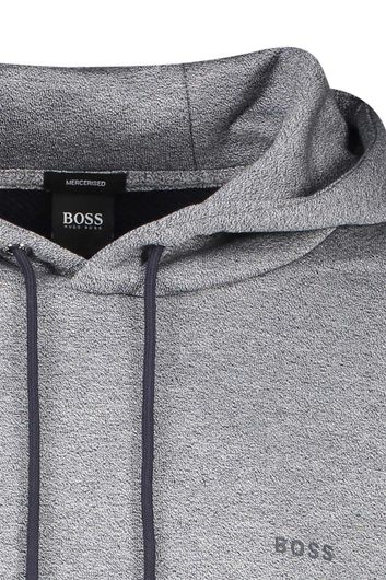 Hugo Boss sweater hoodie grijs effen katoen met buidel