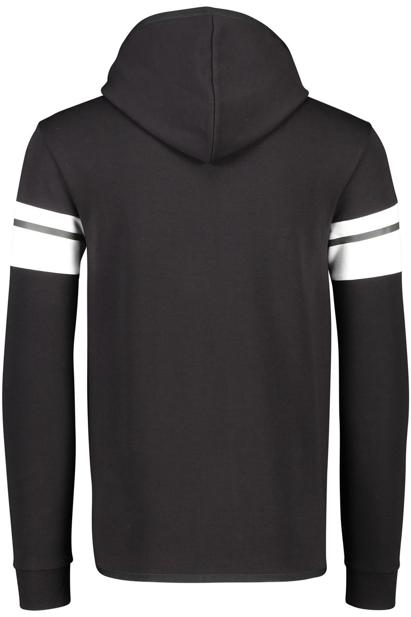 Hugo Boss sweater zwart met buidelzak geprint katoen hoodie 