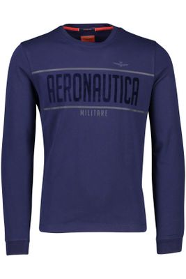 Aeronautica Militare Aeronautica Militare t-shirt  wijde fit donkerblauw effen katoen