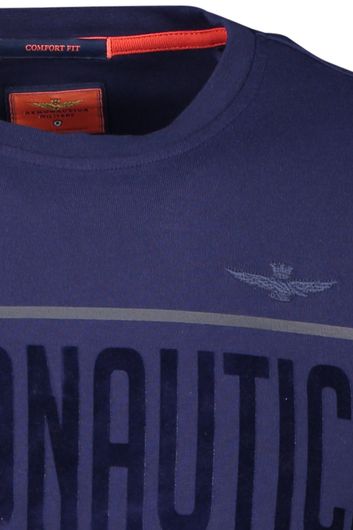 Aeronautica Militare t-shirt  wijde fit donkerblauw effen katoen