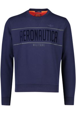Aeronautica Militare Aeronautica Militare sweater donkerblauw effen katoen ronde hals 