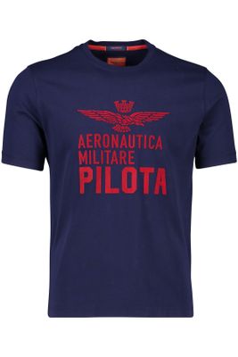 Aeronautica Militare Aeronautica Militare t-shirt  donkerblauw geprint katoen wijde fit