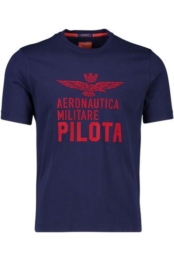 T-shirt Aeronautica Militare  donkerblauw geprint katoen wijde fit