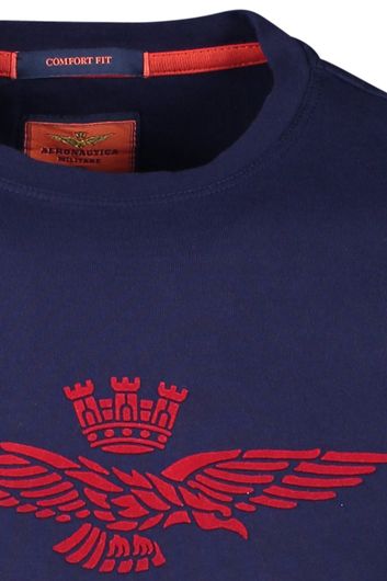 Aeronautica Militare t-shirt  wijde fit donkerblauw geprint katoen