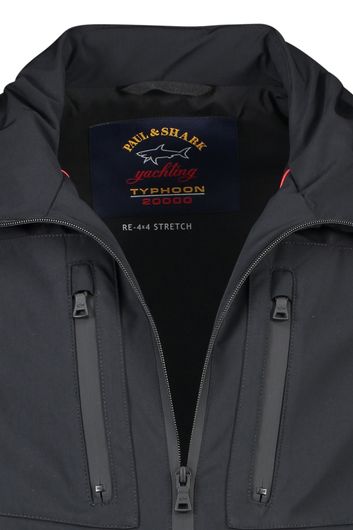 Zwarte Paul & Shark winterjas met effen rits en wijde pasvorm