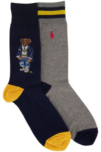 Ralph Lauren sokken blauw grijs 2-pack