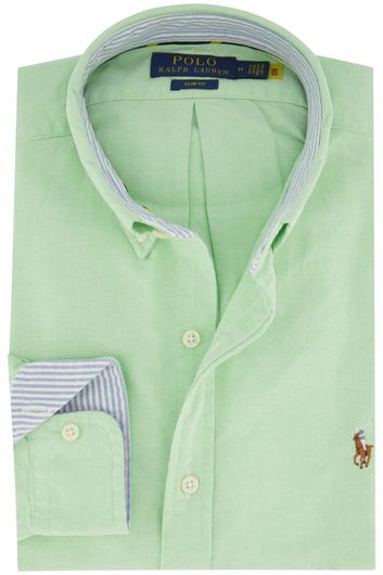 casual overhemd Polo Ralph Lauren Slim Fit groen effen katoen slim fit 