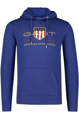 Gant Gant sweater hoodie blauw geprint katoen