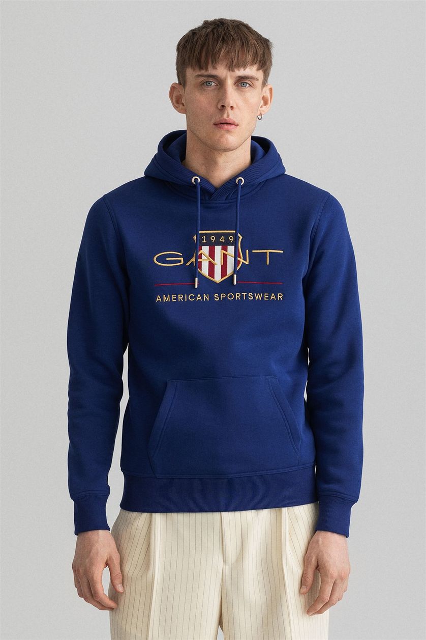 Gant normale fit hoodie blauw geprint katoen