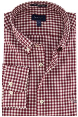 Gant Gant casual overhemd normale fit bordeaux effen katoen