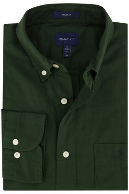 Gant casual overhemd Gant groen effen katoen wijde fit 