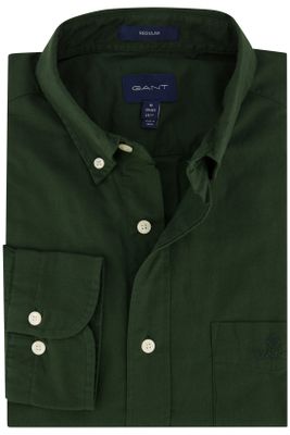 Gant Gant casual overhemd groen effen katoen wijde fit