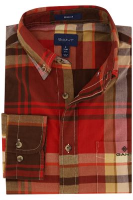 Gant Gant casual overhemd normale fit rood geruit katoen