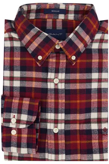 Gant casual overhemd normale fit rood geruit flanel