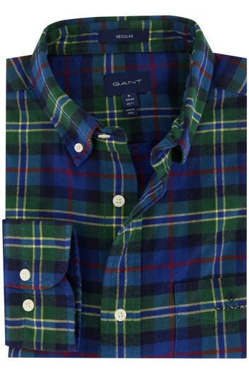 Gant casual overhemd normale fit donkerblauw geruit flanel