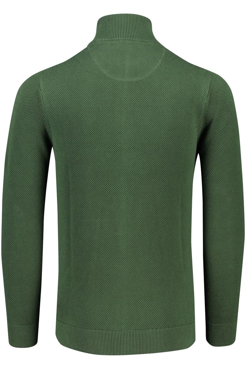 Gant vest groen effen met logo katoen opstaande kraag rits