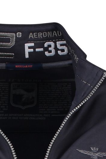 Aeronautica Militare vest opstaande kraag blauw rits geprint katoen