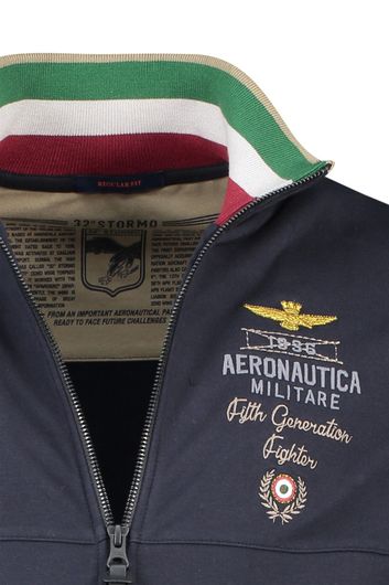 Donkerblauw vest Aeronautica Militare met rits en logo