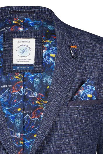 colbert A Fish Named Fred slim fit donkerblauw effen