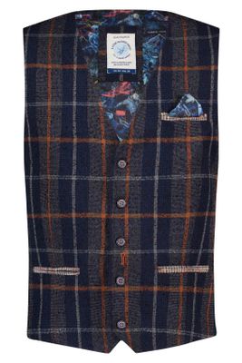 A Fish Named Fred A Fish Named Fred gilet donkerblauw geruit slim fit 